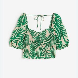 H&M Green Leaf Pattern Blouse size xs